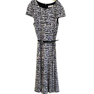 Laura Jeffries Blue Geo Print Dress with Belt
